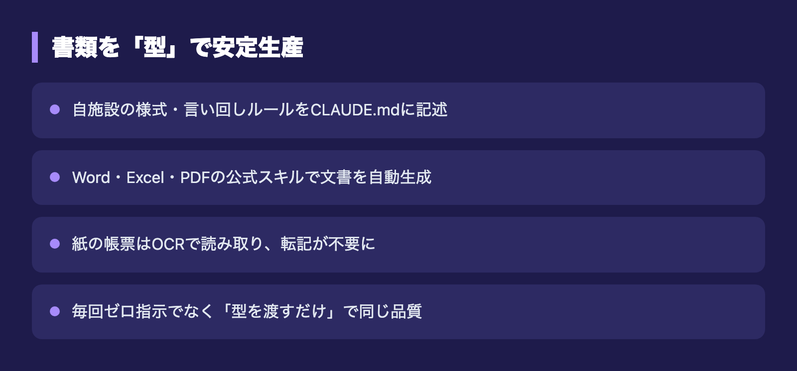 書類を「型」で安定生産