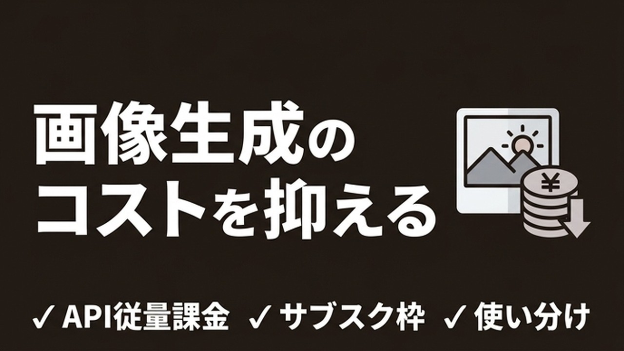 画像生成のコスト｜API従量課金とサブスク枠の使い分け