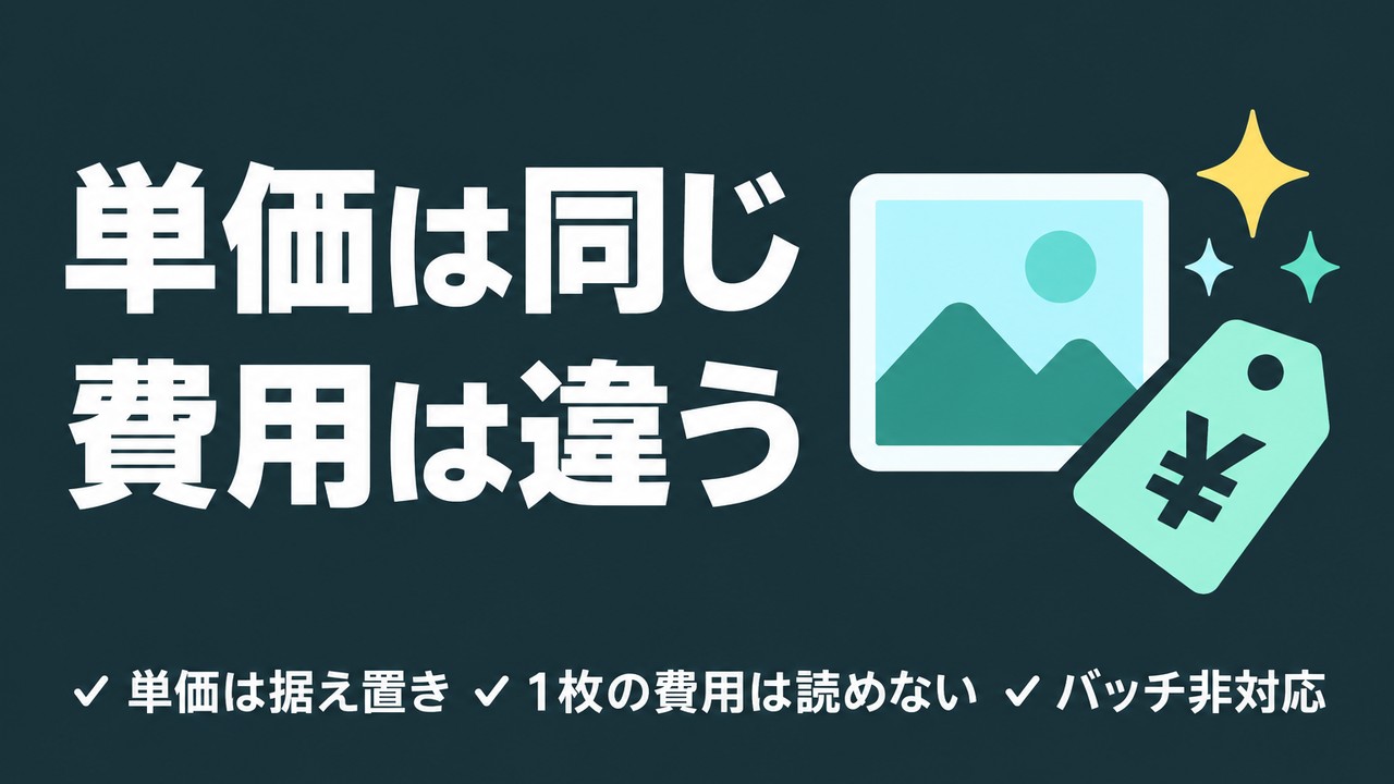 GPT-Image-2.5の料金｜単価が同じでも費用は違う