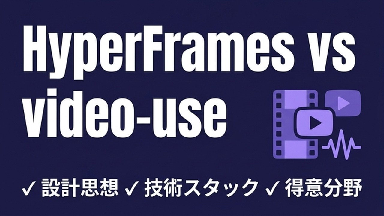 HyperFrames vs video-use 徹底比較｜AI動画編集2大OSSの設計思想