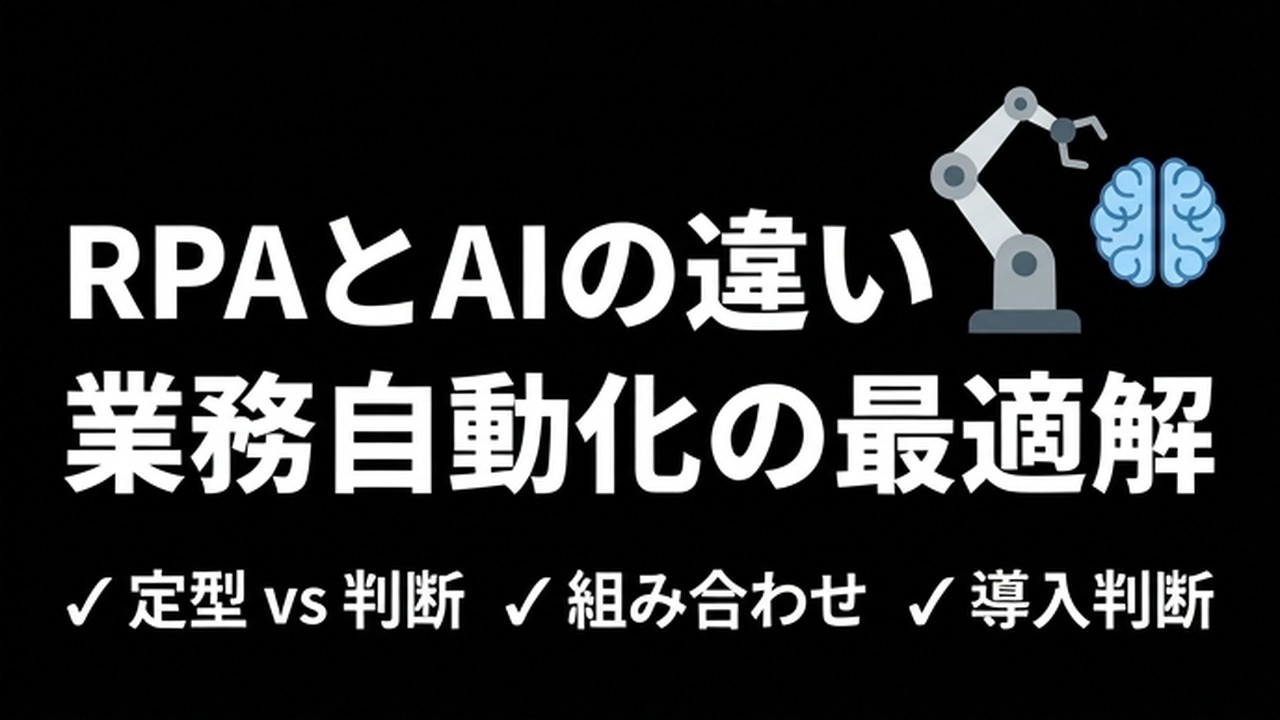 RPAとAIの違い｜業務自動化の最適解を選ぶための判断基準