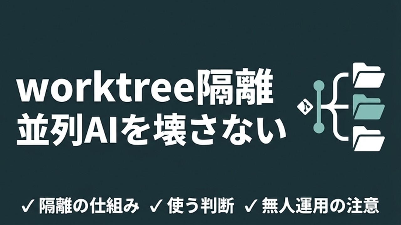 Claude Codeのworktree隔離｜並列作業を壊さない