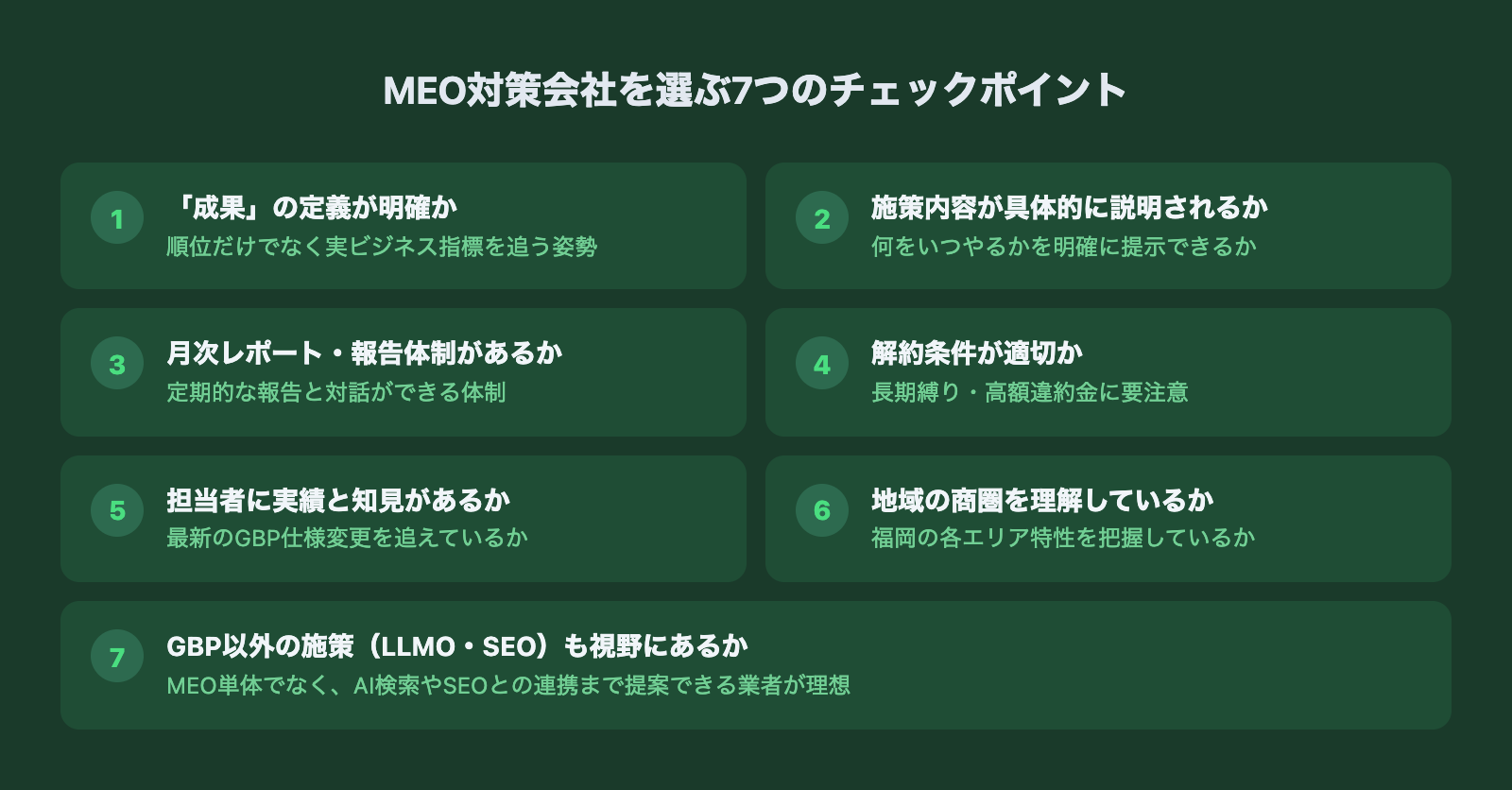 MEO対策会社を選ぶ7つのチェックポイント