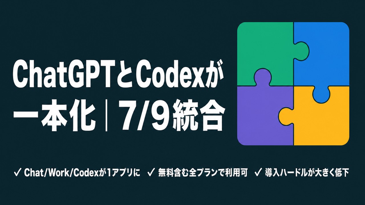 ChatGPTとCodexが一本化｜7/9統合の全貌