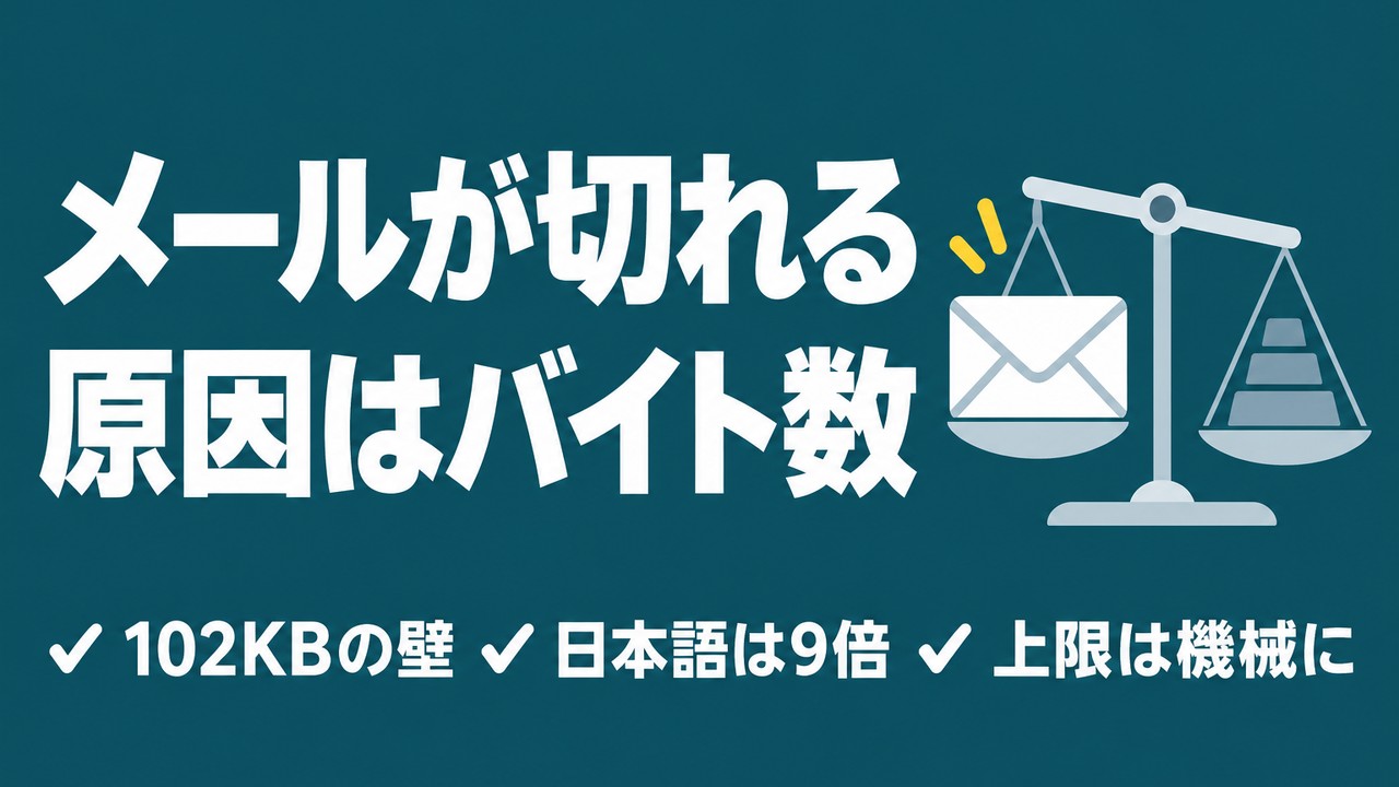 メールが途中で切れる原因｜文字数ではなくバイト数