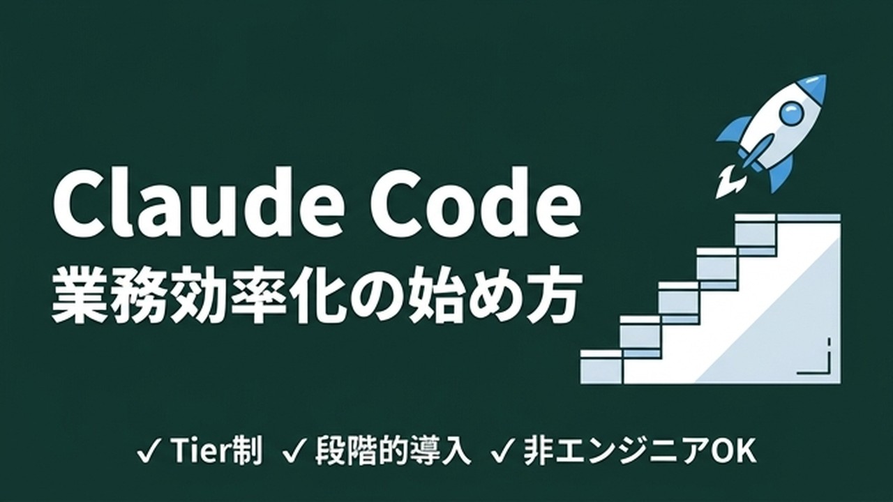 Claude Code業務効率化の始め方｜Tier制で段階的に使いこなす
