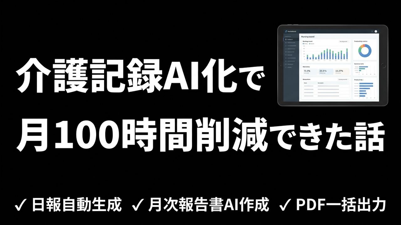 介護記録の月次報告書、AIで自動作成したら月100時間削減できた話