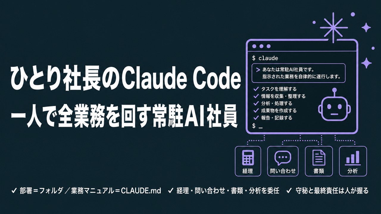 ひとり社長のClaude Code活用｜一人会社の回し方