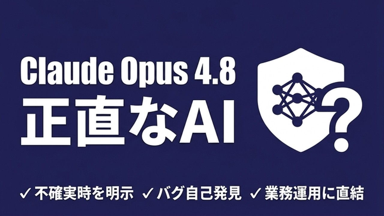 Claude Opus 4.8｜「正直さ」が業務運用に効く理由