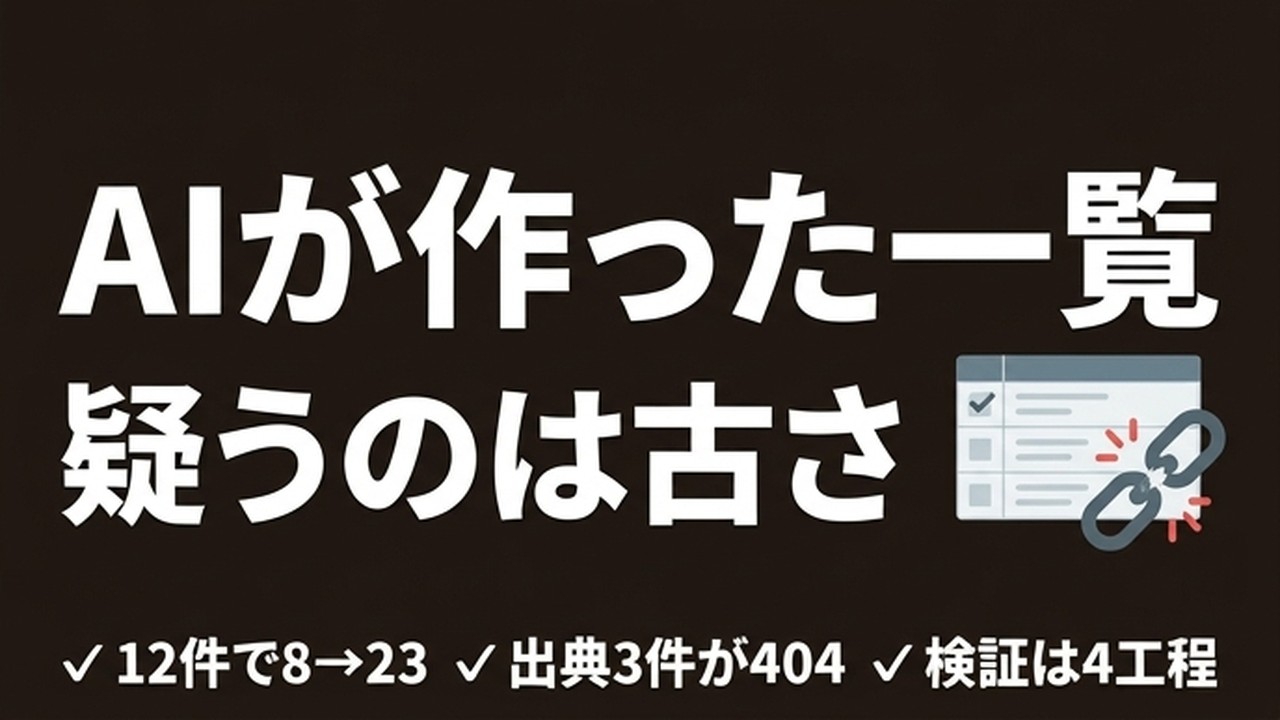 AIが作った一覧は間違いではなく古い｜検証の4工程