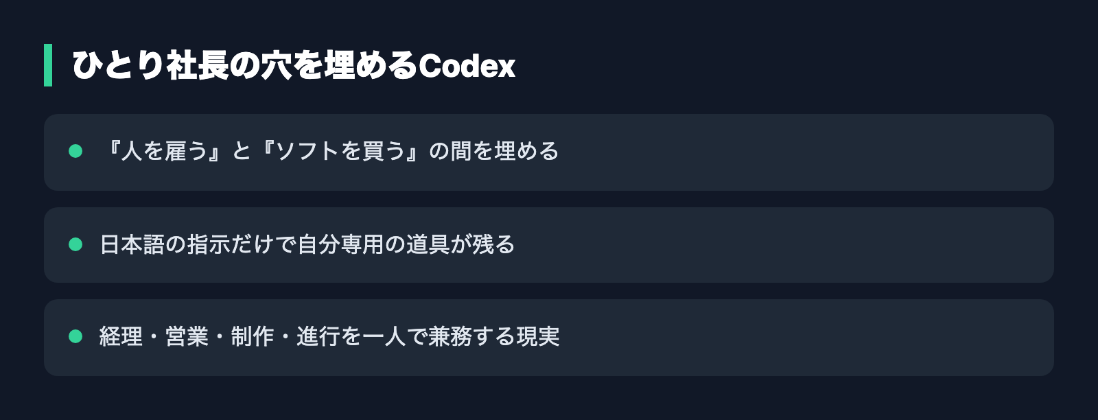 ひとり社長の穴を埋めるCodex