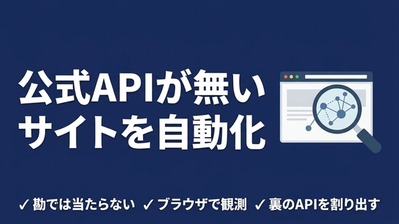 公式APIが無いサイトを自動化する方法｜裏のAPIを観測