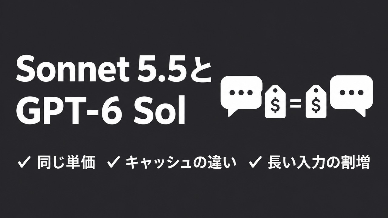 Claude Sonnet 5.5とGPT-6 Sol｜同じ単価でどちらを使うか
