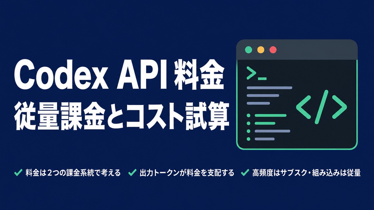 Codex APIの料金体系｜従量課金とコスト試算