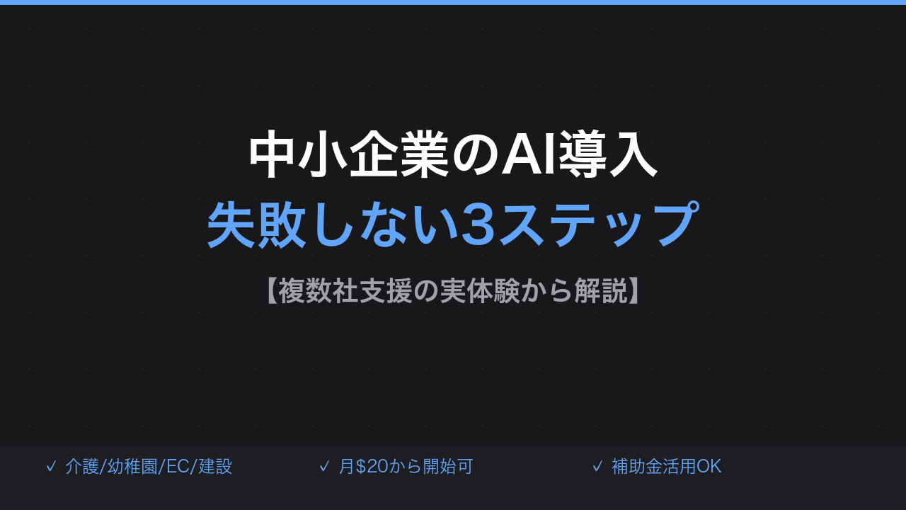 中小企業のAI導入｜失敗しないための3ステップ【複数社支援の実体験】