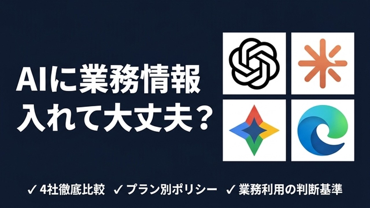 AIに業務情報を入れて大丈夫？主要4社の学習ポリシー | AI活用顧問