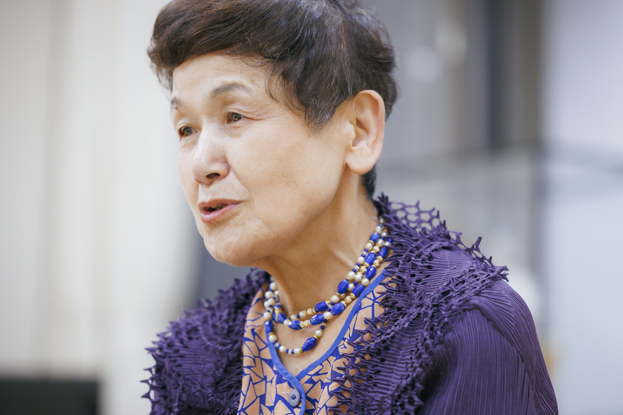 介護メディア『安心介護ニュース』のインタビュー取材に応える昭和女子大学総長・坂東眞理子さん(撮影・加藤春日)