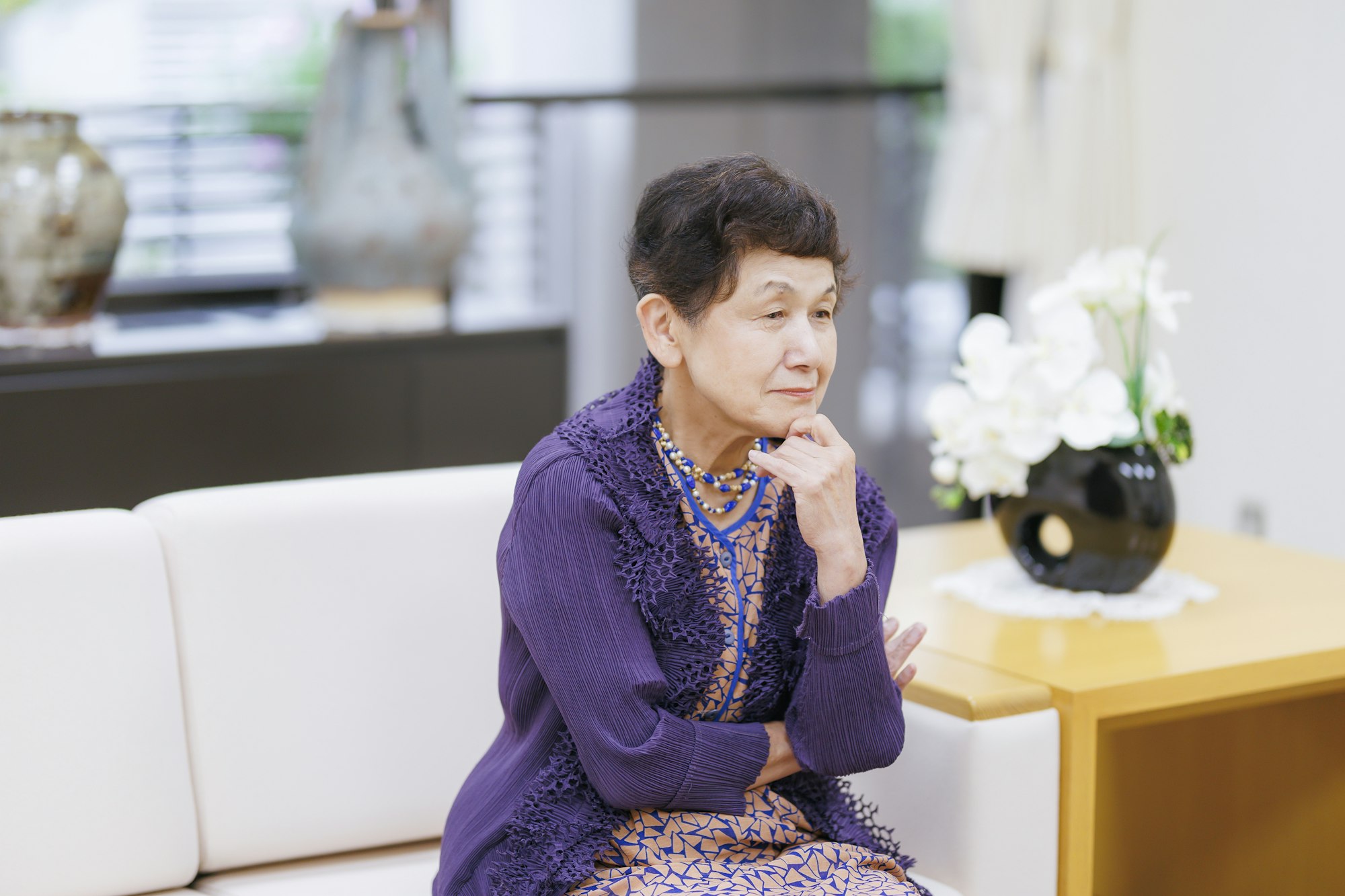 介護メディア『安心介護ニュース』のインタビュー取材に応える昭和女子大学総長・坂東眞理子さん(撮影・加藤春日)