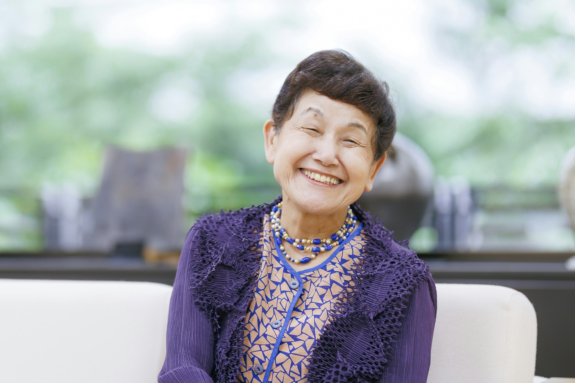 介護メディア『安心介護ニュース』のインタビュー取材に応える昭和女子大学総長・坂東眞理子さん(撮影・加藤春日)