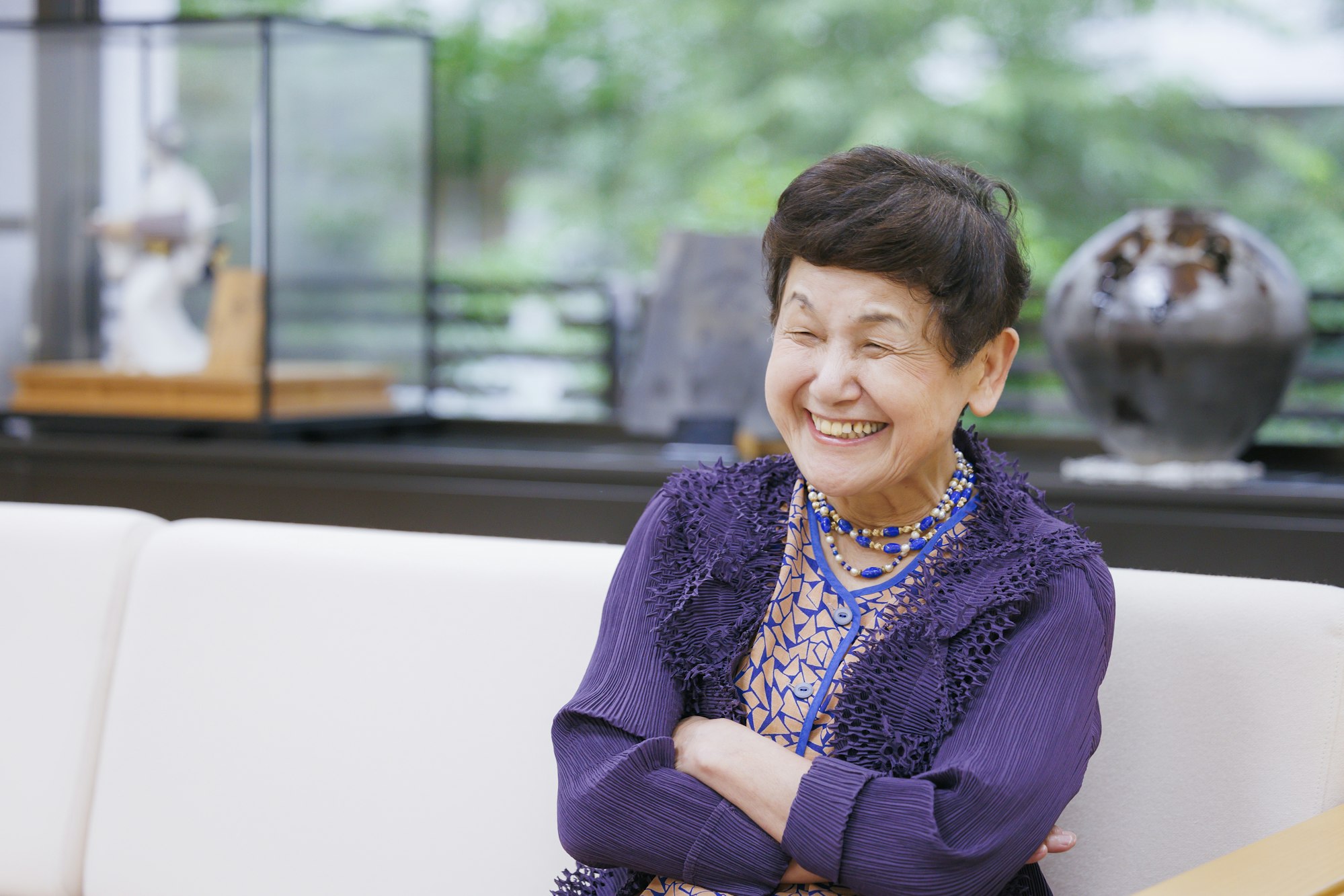 介護メディア『安心介護ニュース』のインタビュー取材に応える昭和女子大学総長・坂東眞理子さん(撮影・加藤春日)