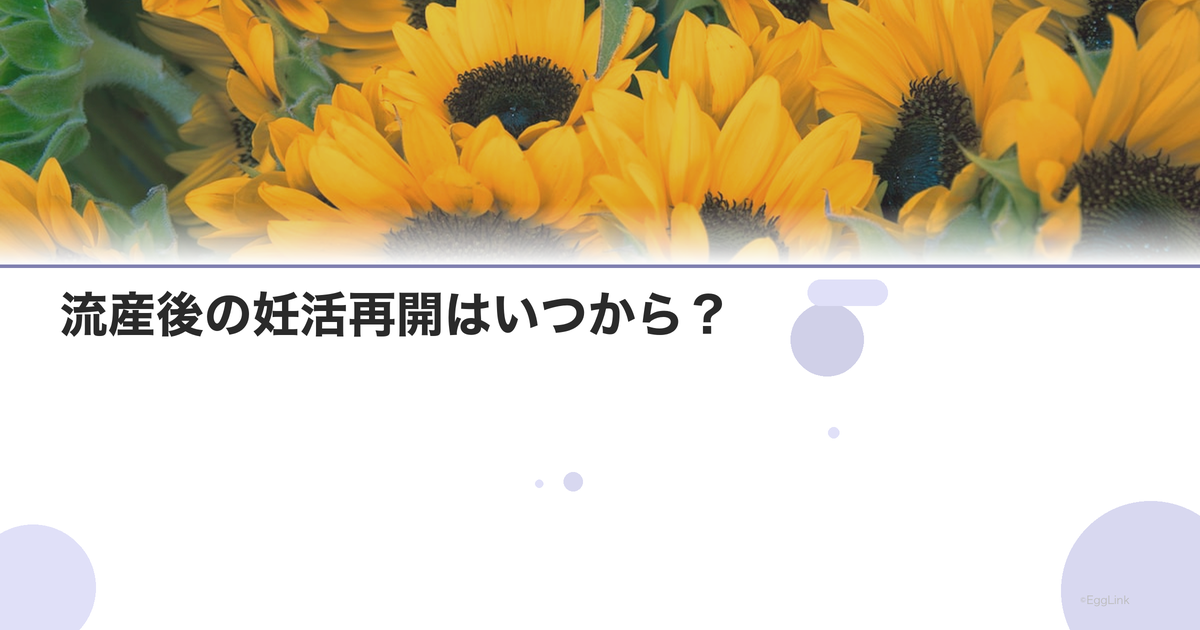 流産後の妊活再開はいつから?|医師推奨のタイミング