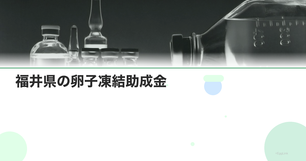福井県の卵子凍結助成金|申請条件と金額