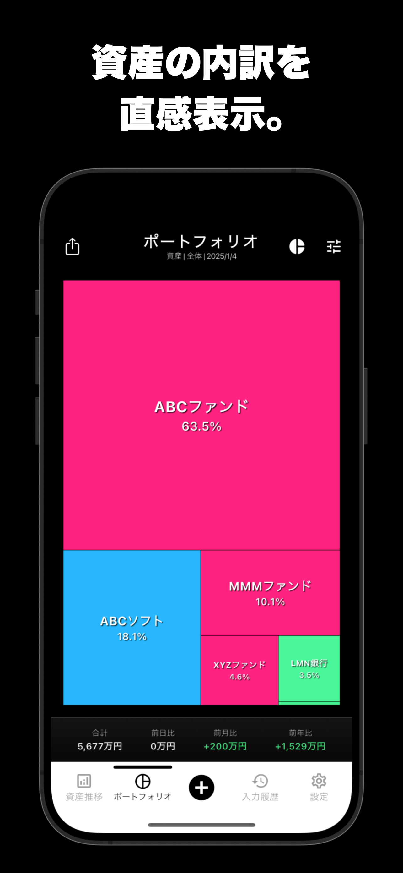 OneMoney - 資産の内訳を直感表示する画面