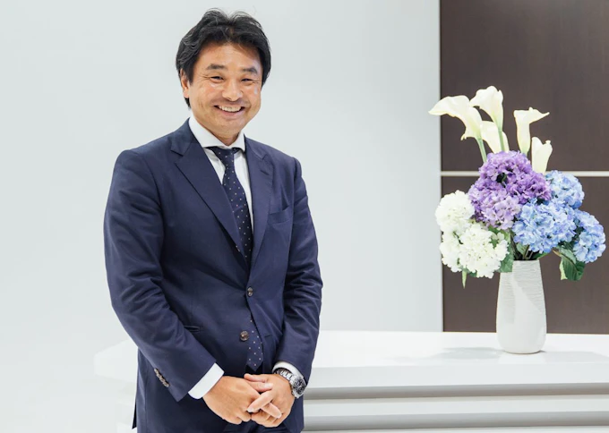 赤澤栄信さんへの取材の写真