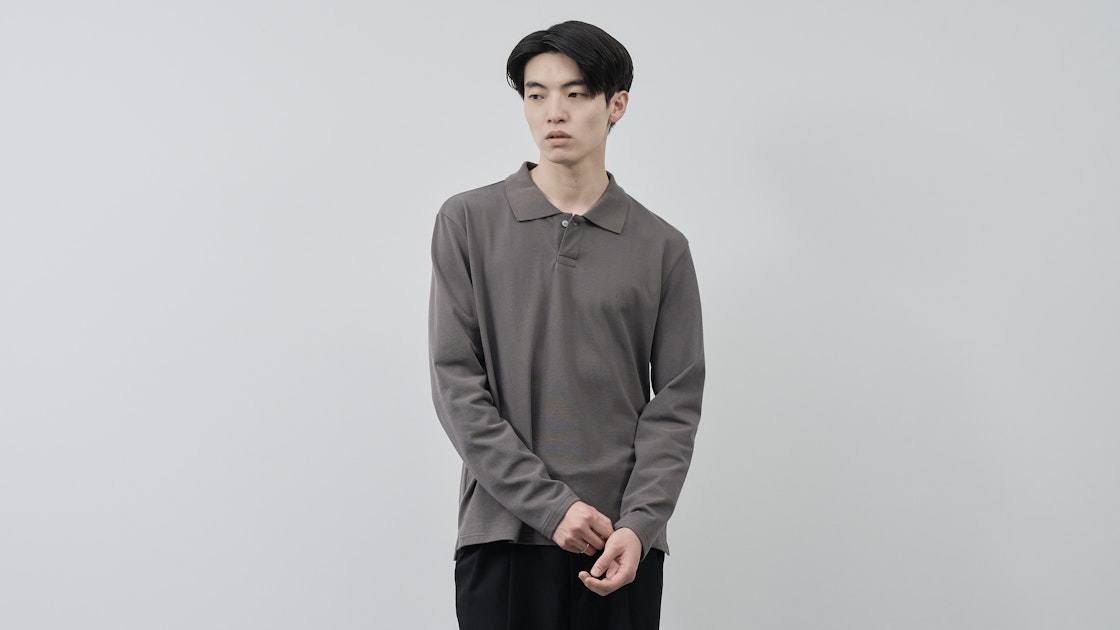 マーク&ロナ　メンズジップアップポロシャツ　48 グレー ATTACHMENT Soft Pique Polo (RETOUCH Exclusive) -ポロシャツの、その