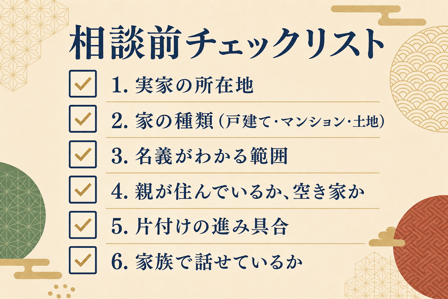 相談前チェックリストを示す図解