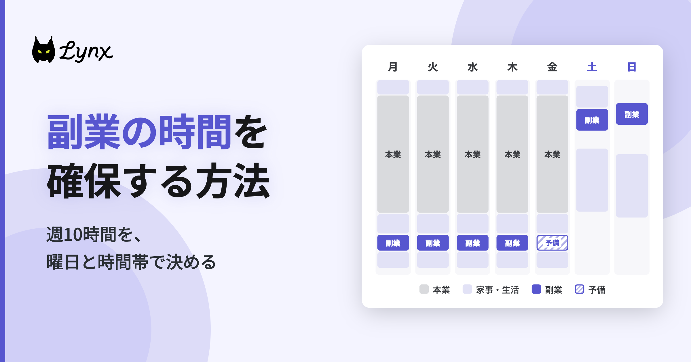 副業の時間を確保する方法：本業・家事と両立する週10時間のスケジュール例