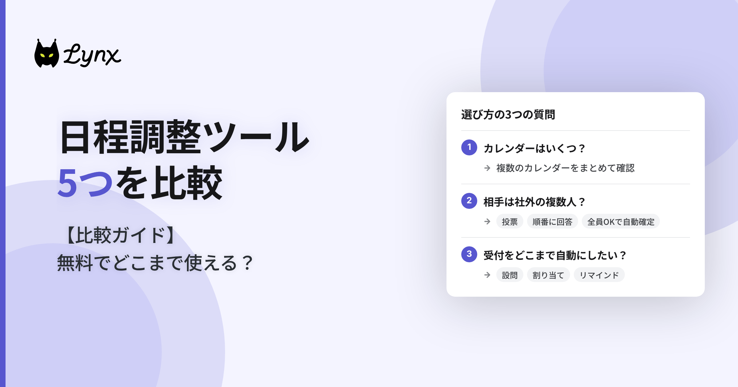 日程調整ツール比較：無料で使える？TimeRex・Spir・Jicoo・eeasy・Lynxの違い