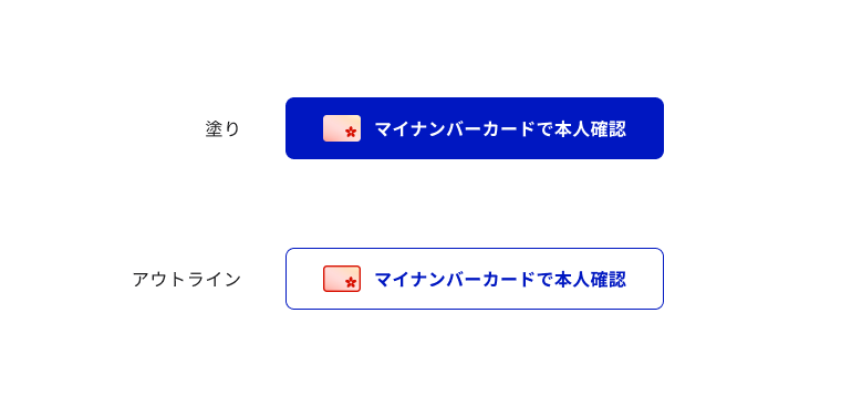 アクションボタンの2種類のスタイルを示した比較図