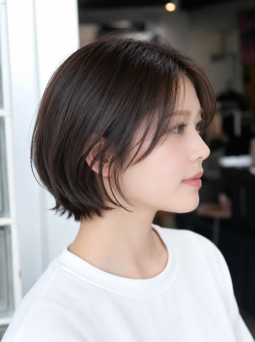 顔まわりが軽やかなショートボブ