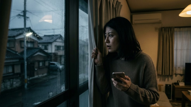警戒する女性