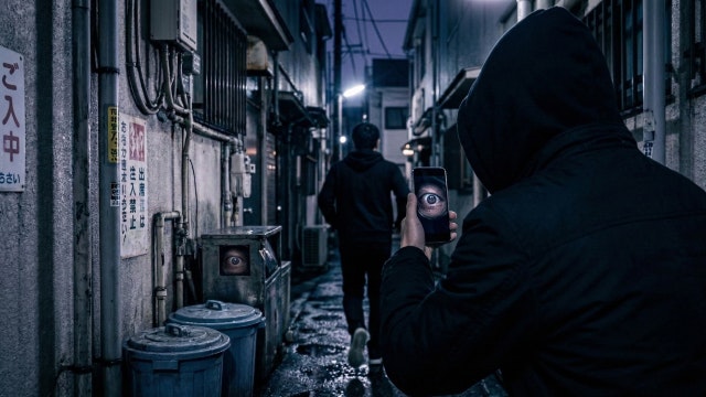 後ろ姿を追っかけるストーカー犯