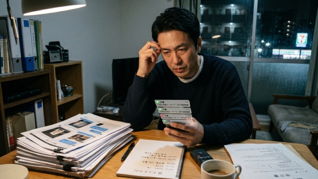 嫌がらせの証拠を集める男性