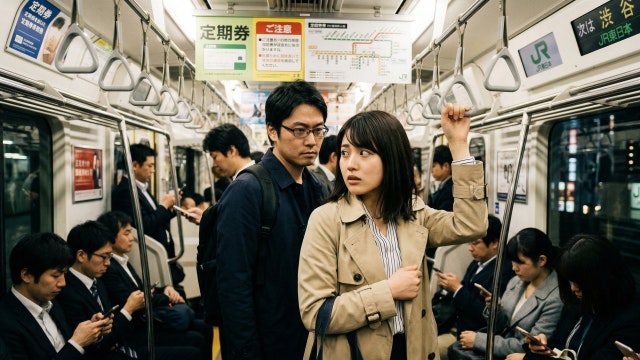 電車ストーカーされる女性