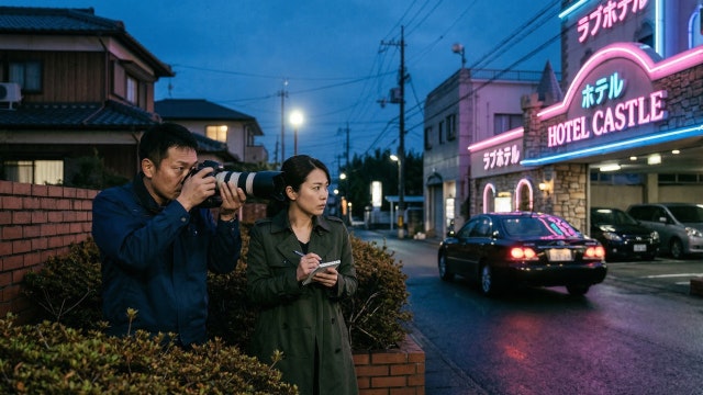 浮気調査中の調査員
