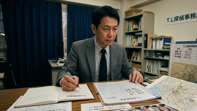 調査している探偵