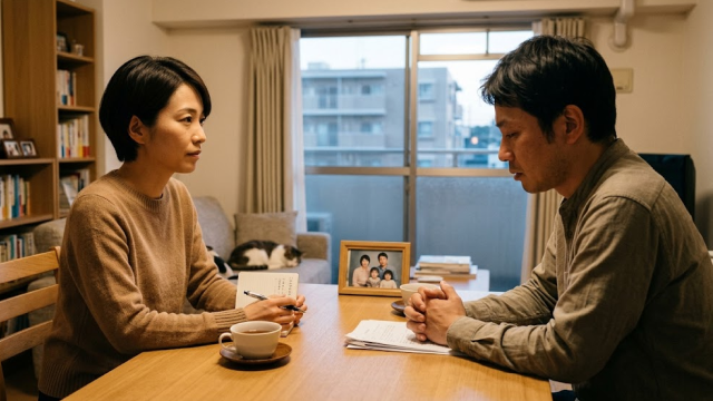 話し合いをする夫婦