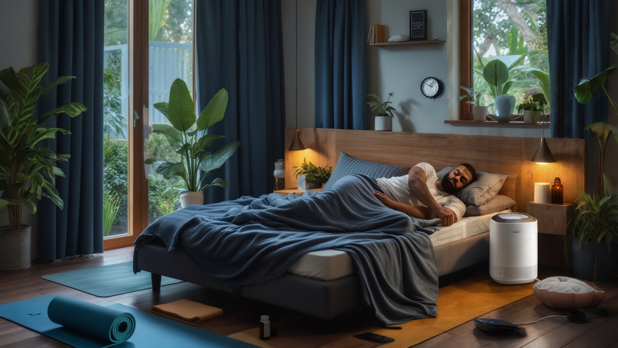 睡眠スコアをつけながら寝ている人の画像