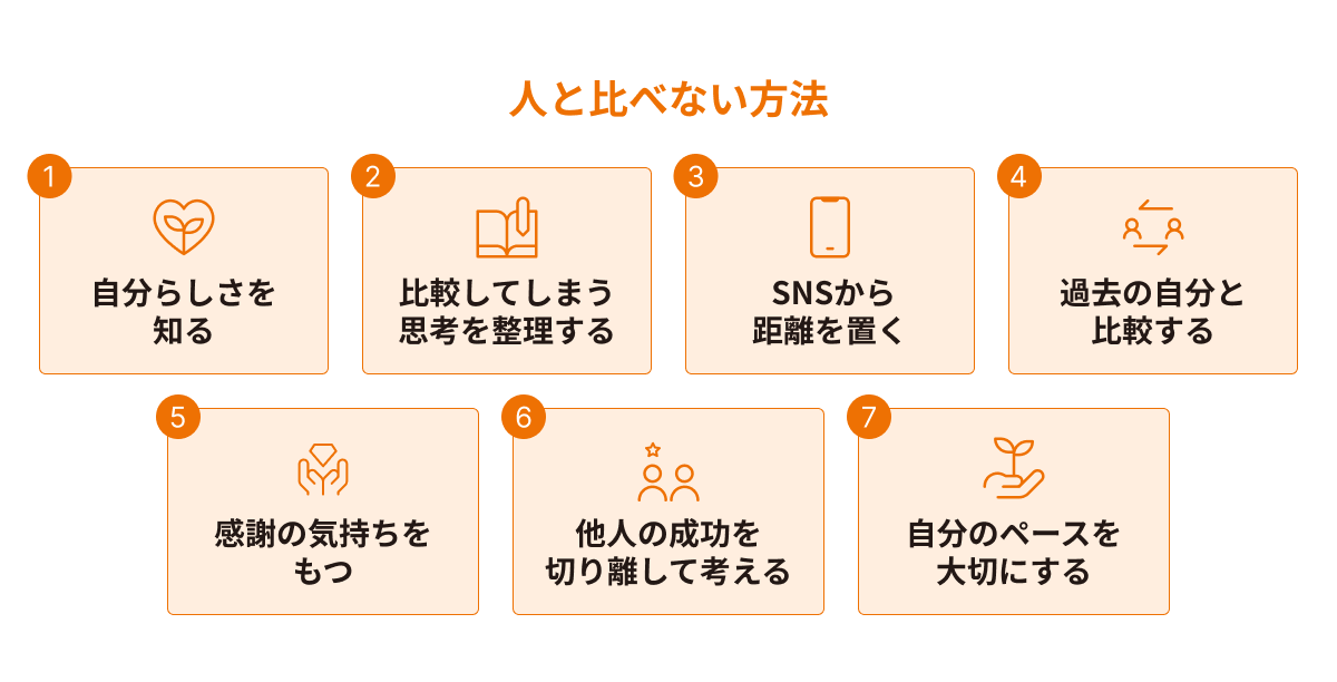 人と比べないために実践できる対処法一覧