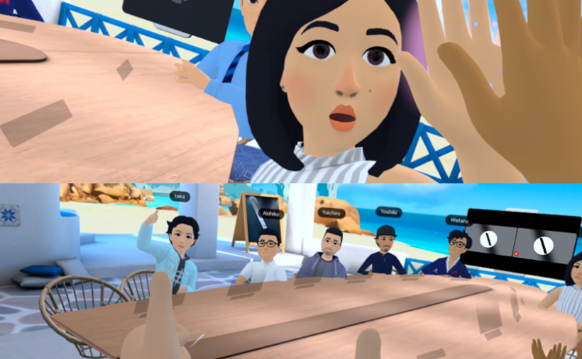 Leaders interacting on Metaverse management meeting