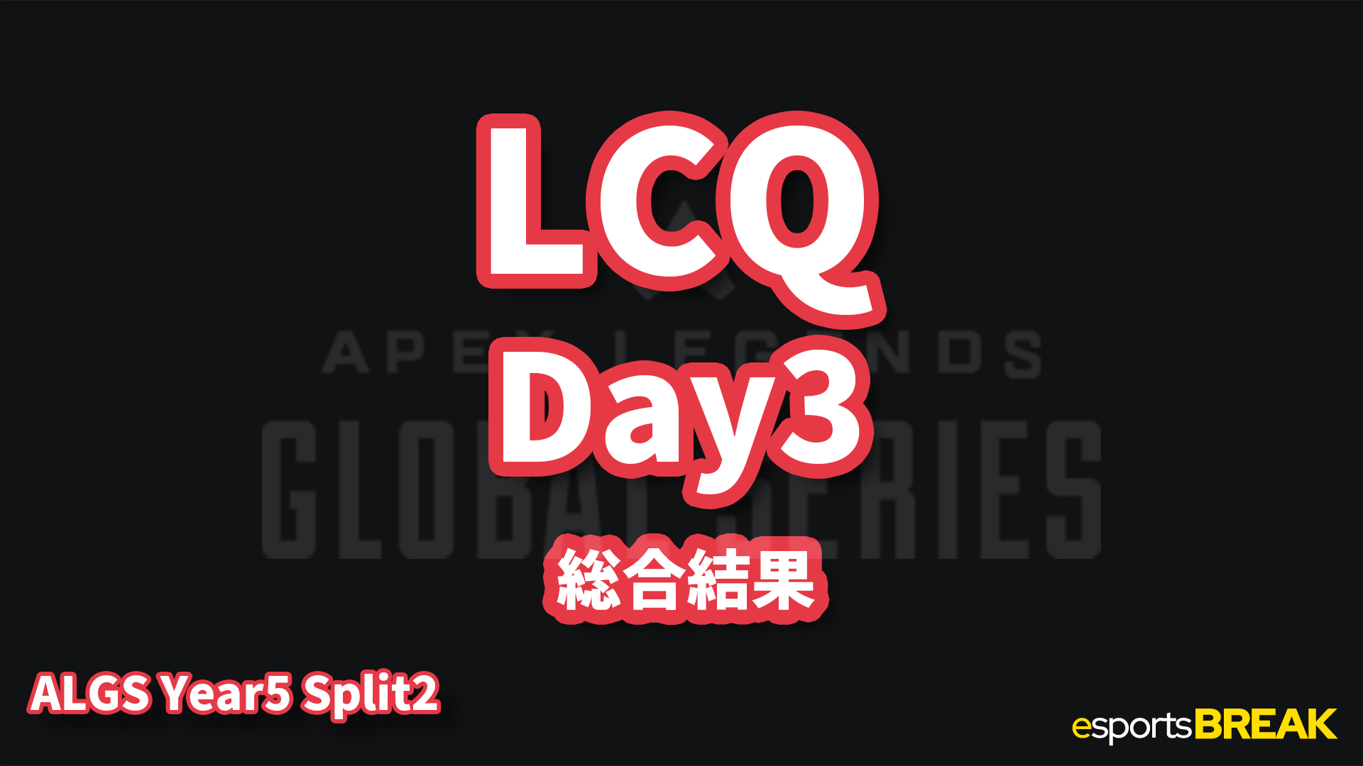 【ALGS Year5 LCQ Day3結果】RIDDLE ORDERが優勝!札幌で行われるChampionship出場決定!