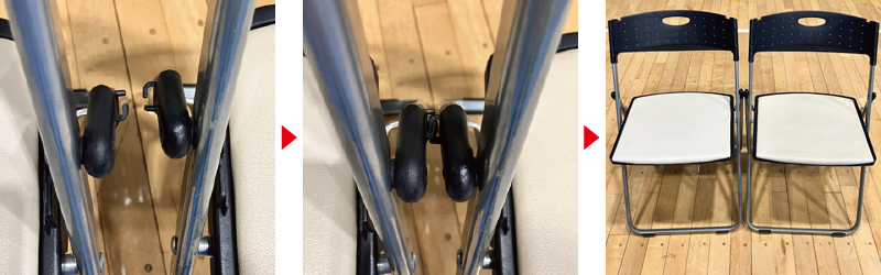 折りたたみ椅子の連結写真