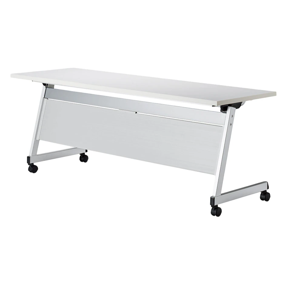 フラップテーブル　ホワイト（キャスター付き折畳長机)幕板付きのサムネイル画像