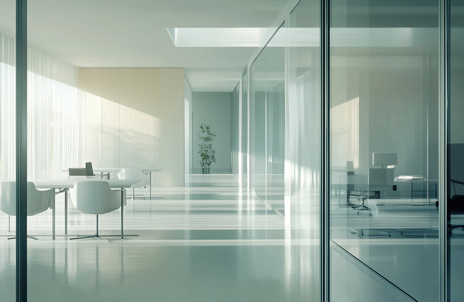 ガラスパーテーションを設置しているオフィスの写真