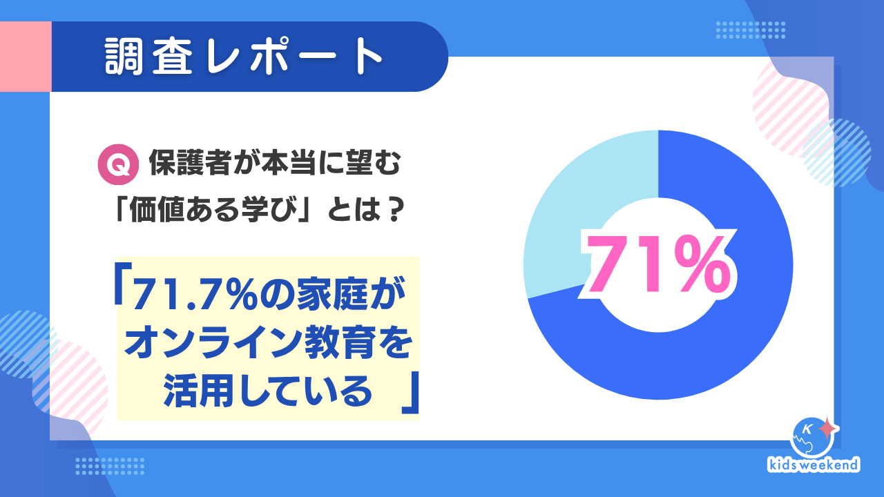 【調査レポート】71％の親がオンライン教育を活用！保護者が本当に望む「価値ある学び」とは？