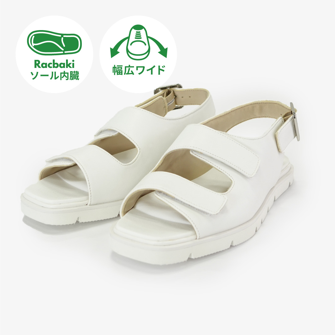 Racbaki イージーサンダル ラップ #ホワイトM イージーサンダル ラップ ホワイト | Racbaki